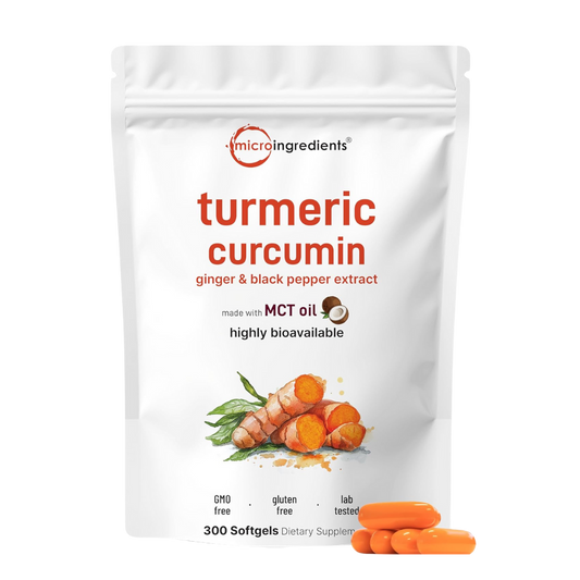 Suplemento de Cúrcuma con Curcumina, Pimienta Negra y Jengibre 3,000 mg, 60 cápsulas blandas con aceite MCT | 95% de curcuminoides | Alta absorción | Apoyo para la salud de las articulaciones para hombres y mujeres*